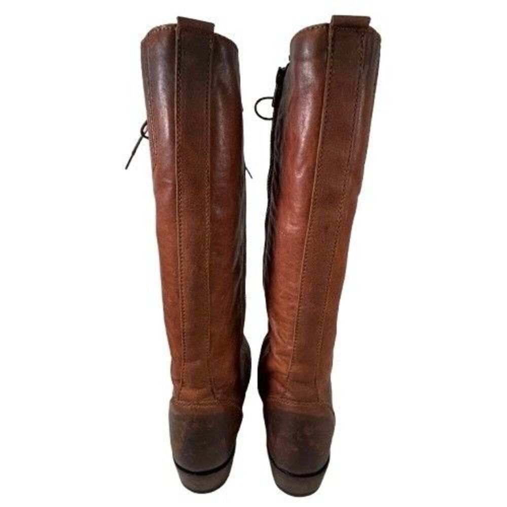 Liberty Black Zip Tall Brown Distressed Leather Riding Boots Women's SZ 6.5 - Picture 6 of 16